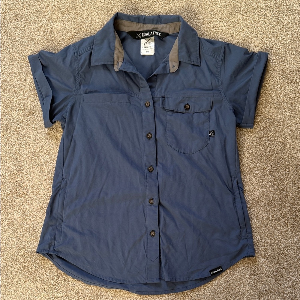 Coalatree womens switchback Blue Short Sleeve outdoor technical Shirt size Small